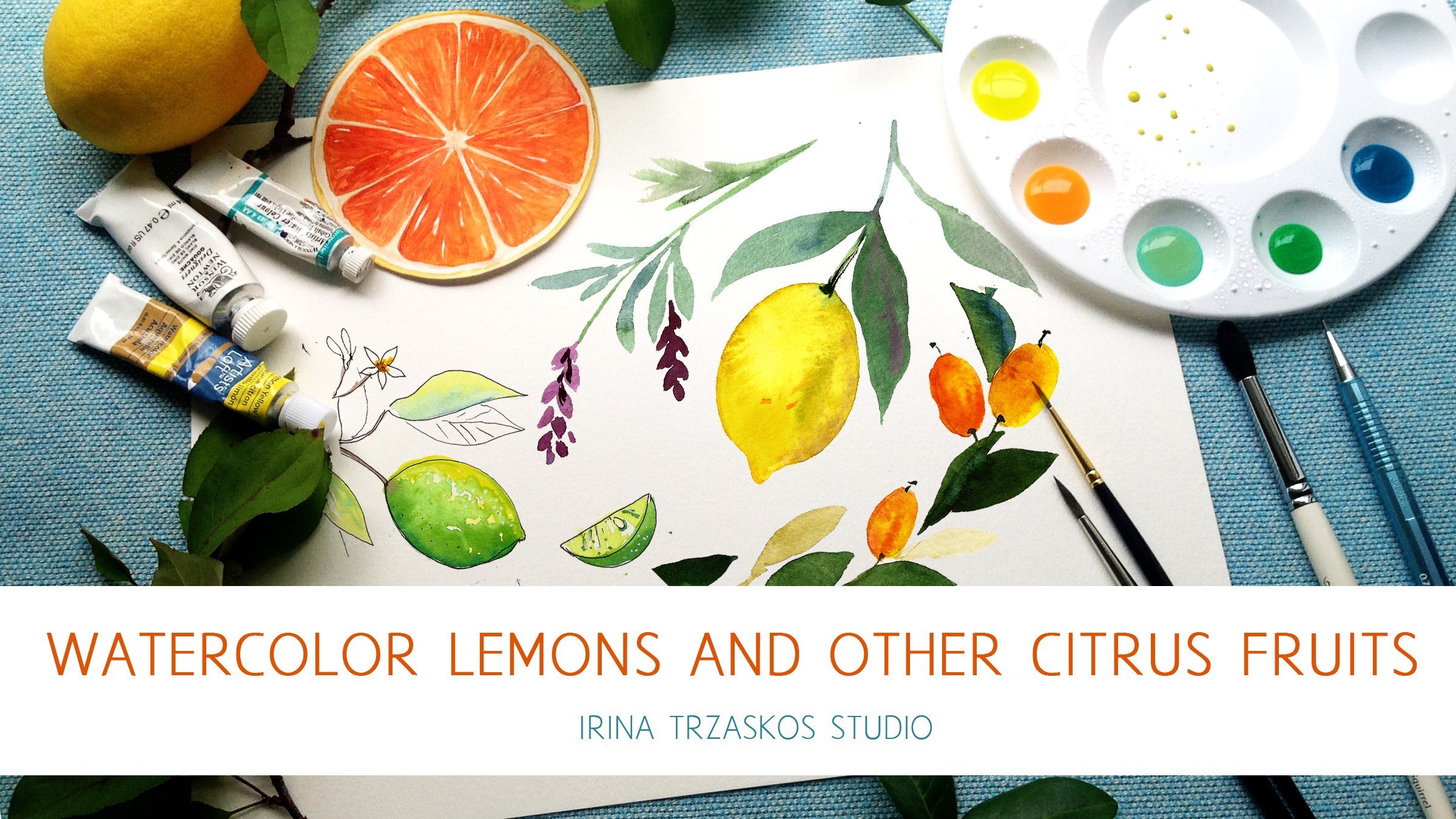 Watercolor Lemons and other Citrus Fruits