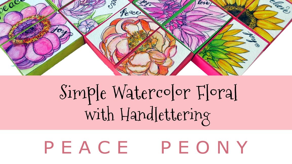 Watercolor Floral with Hand lettering: Peony