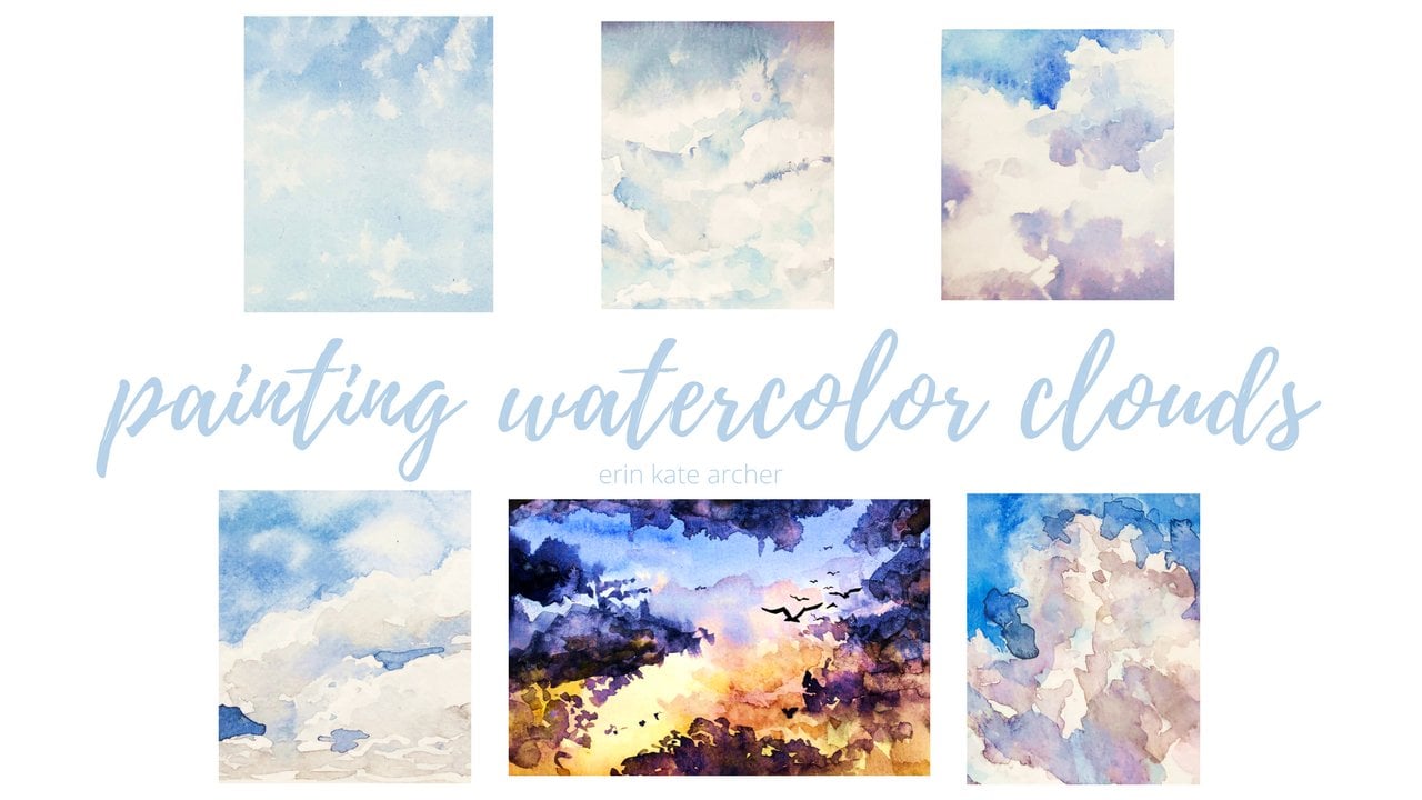 painting watercolor clouds