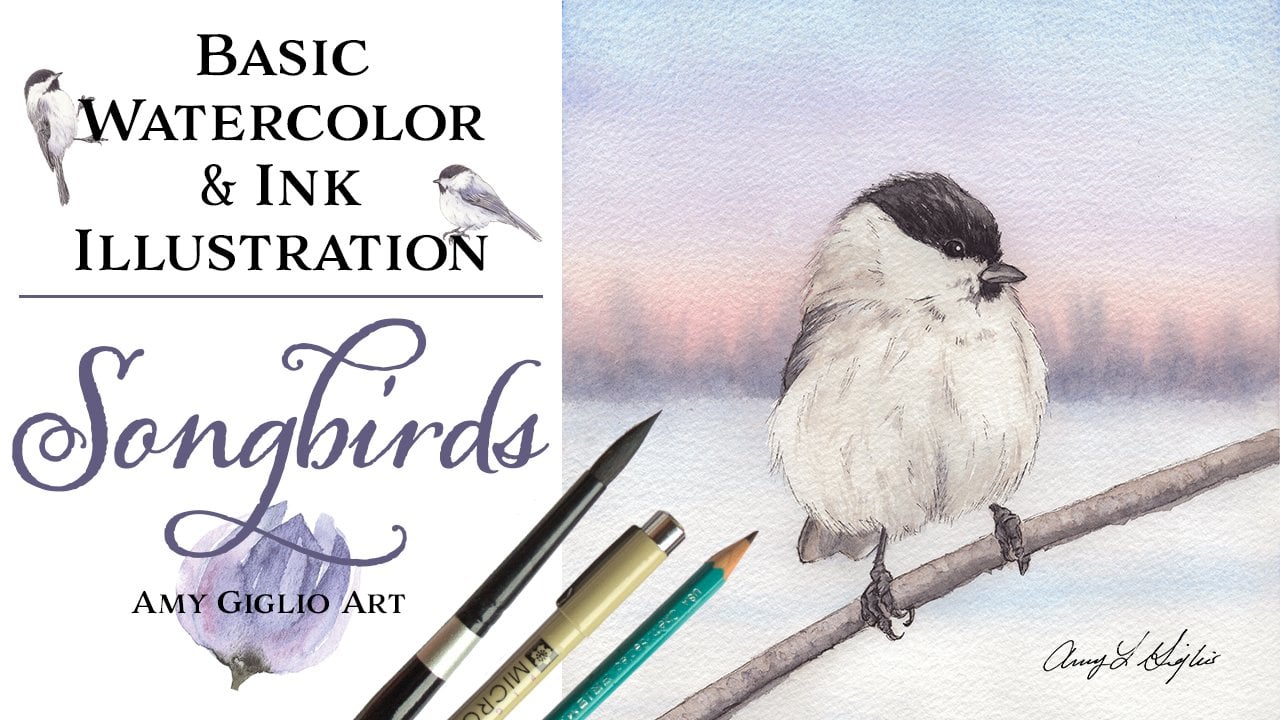 Basic Watercolor & Ink Illustration: Songbirds