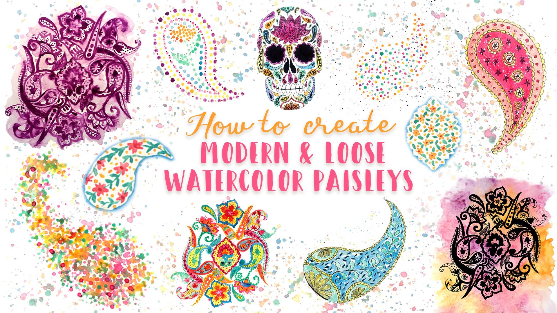 How to create modern & loose watercolor paisleys