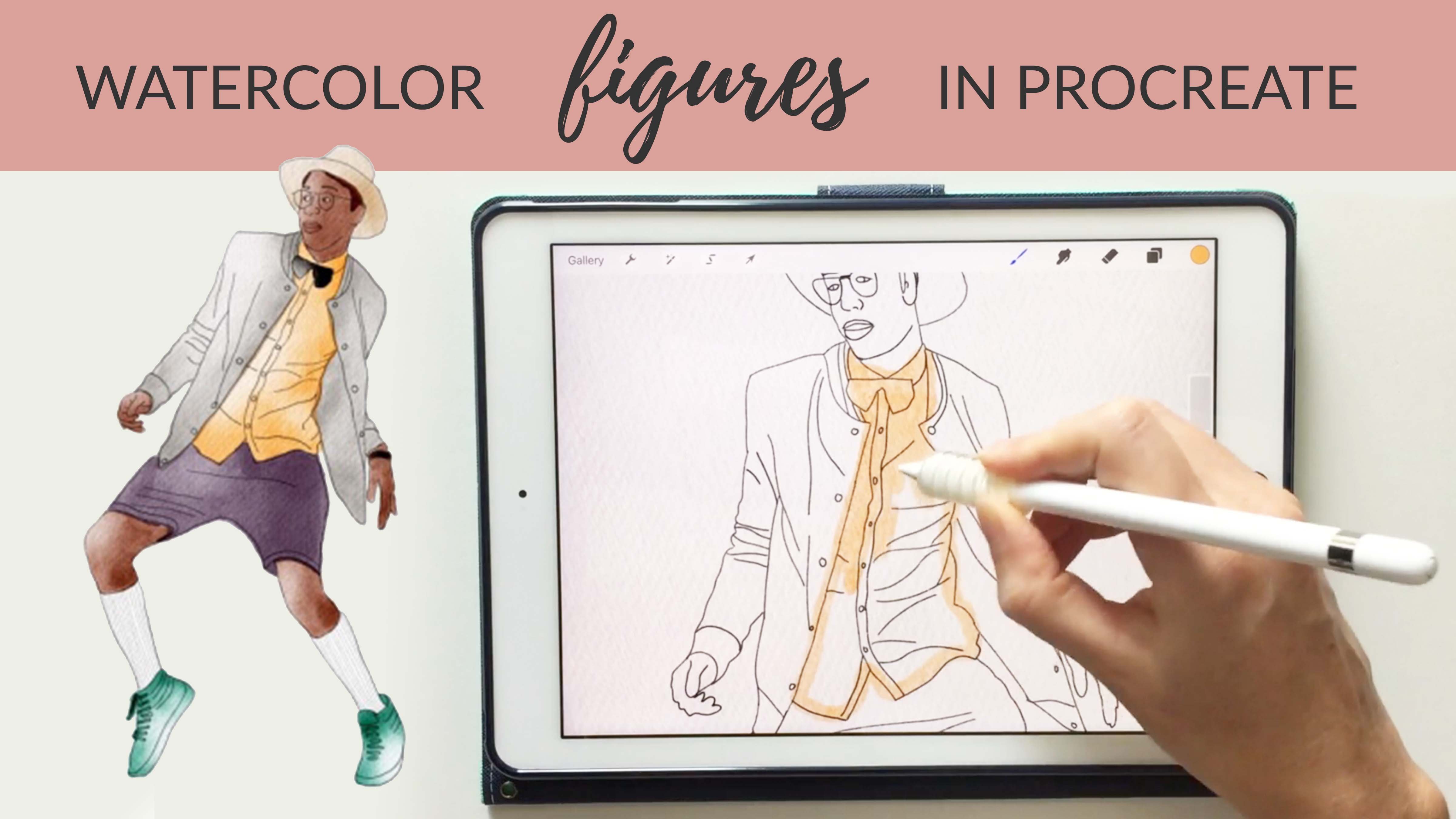 How to Create Watercolor Figures on Your iPad in Procreate + FREE Digital Watercolor Brushes