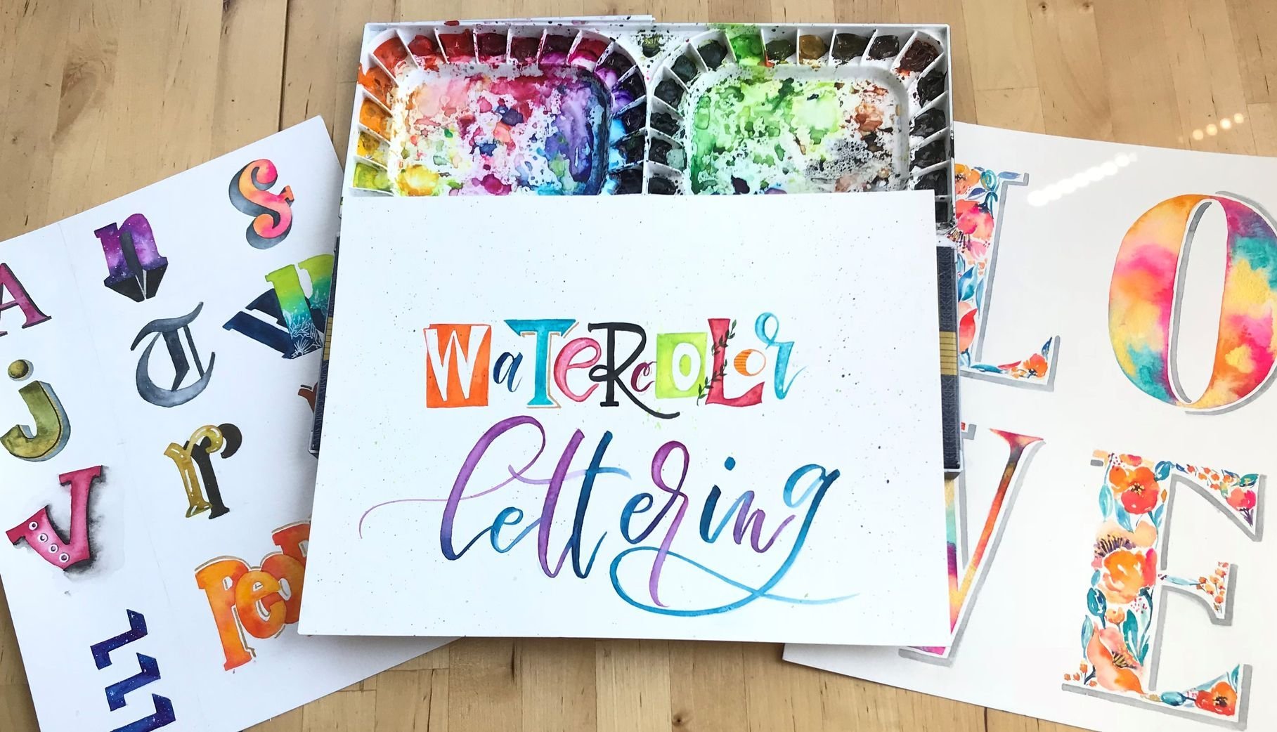 Watercolor lettering: Floral, Fonts and more