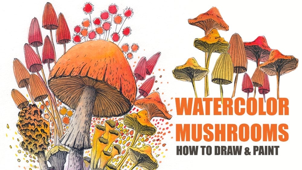 How To: Paint Mushrooms with Watercolors and Ink