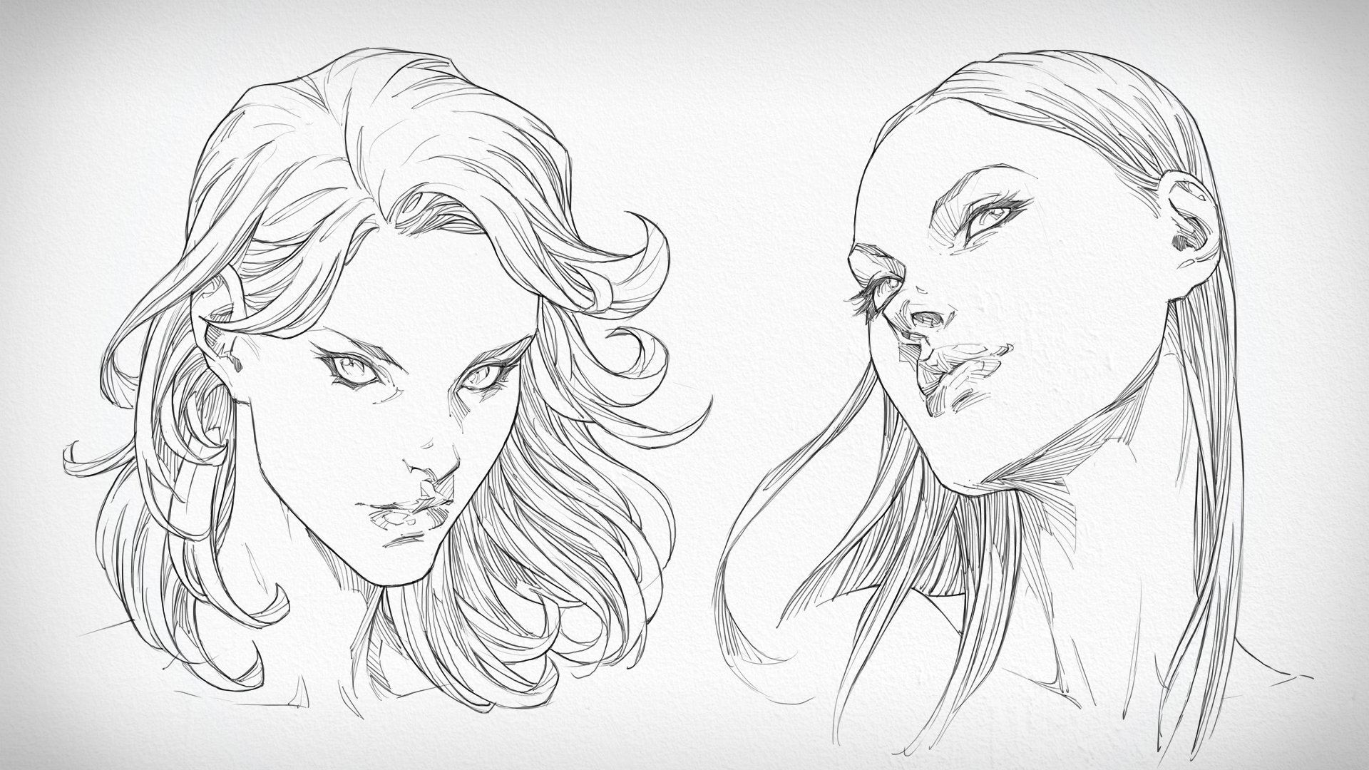 How To Draw Faces | Female Heads: Downward and Upward Angles - Three Quarter View