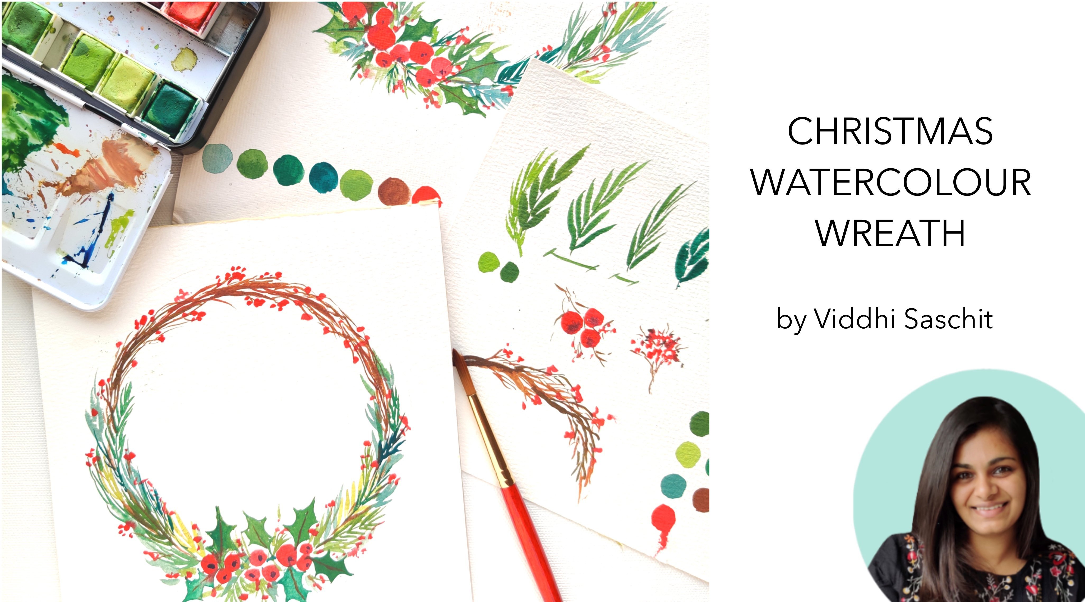 Christmas watercolour wreath