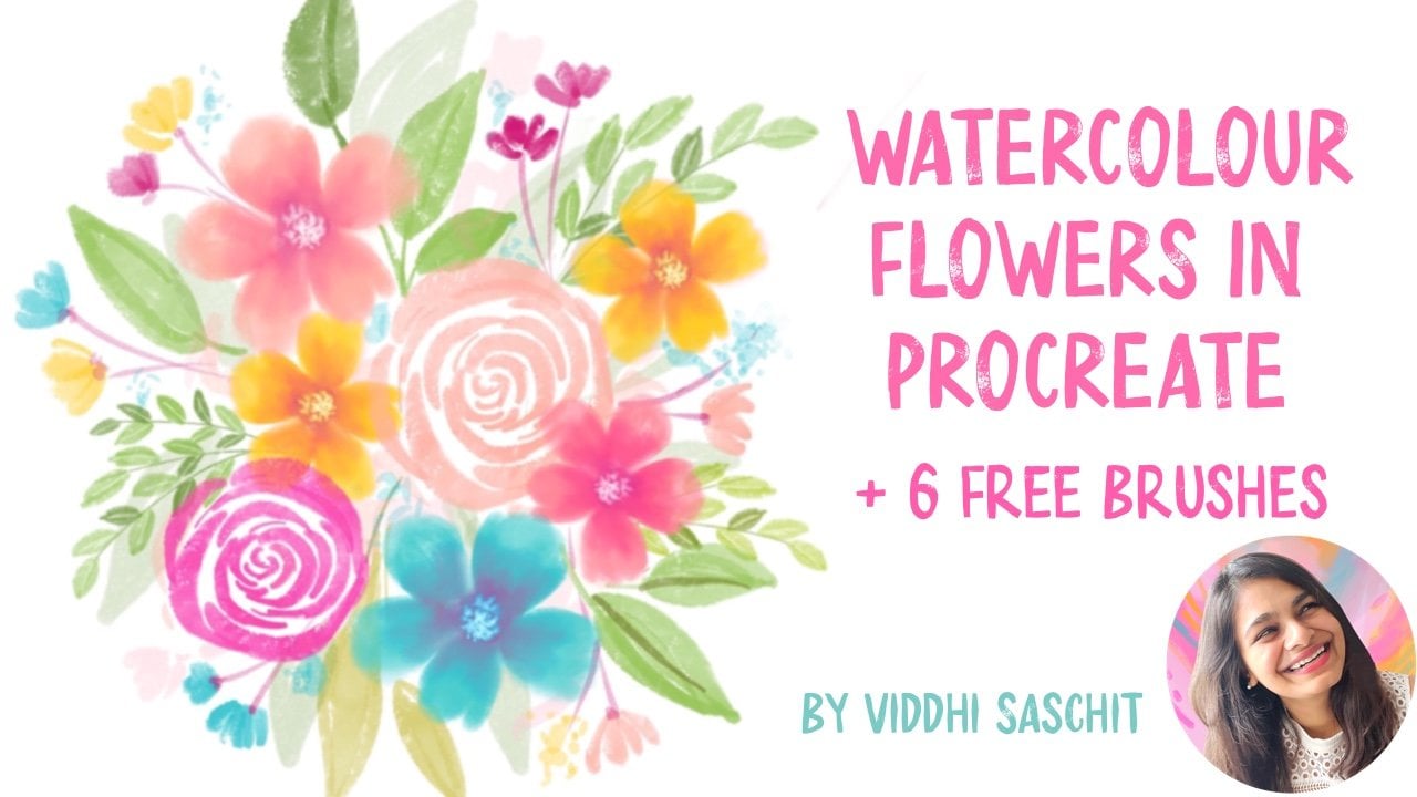 Procreate - Easy watercolour flowers + 6 watercolour brushes for free