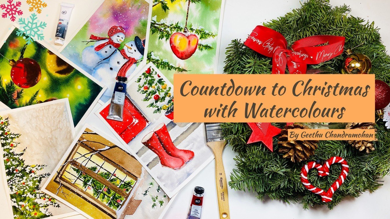 24 Quick & Easy Winter Christmas Themed Paintings with Watercolours