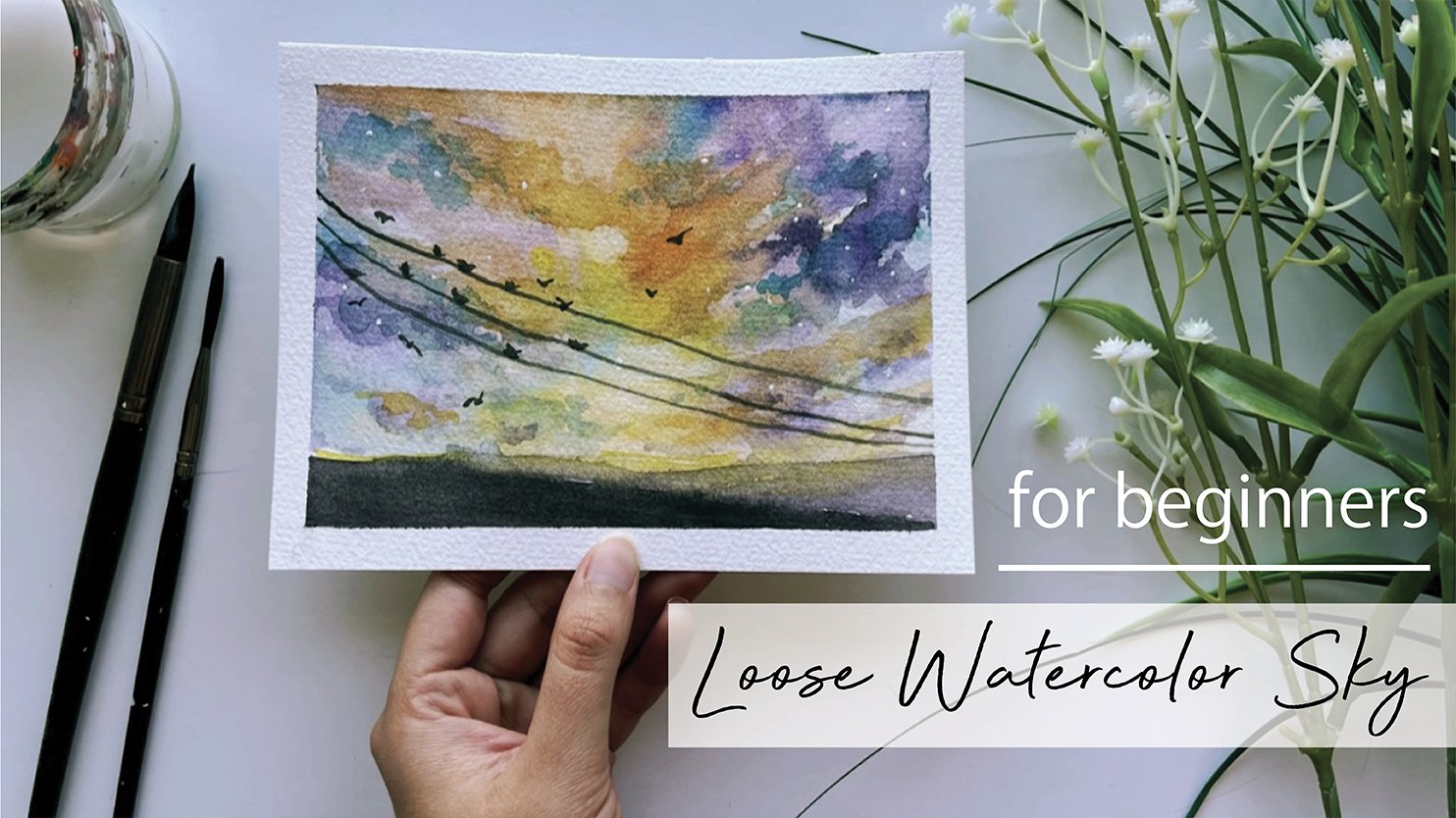 Loose Watercolor Sunset Sky and Clouds - Learn The 'Wet On Wet' Technique!