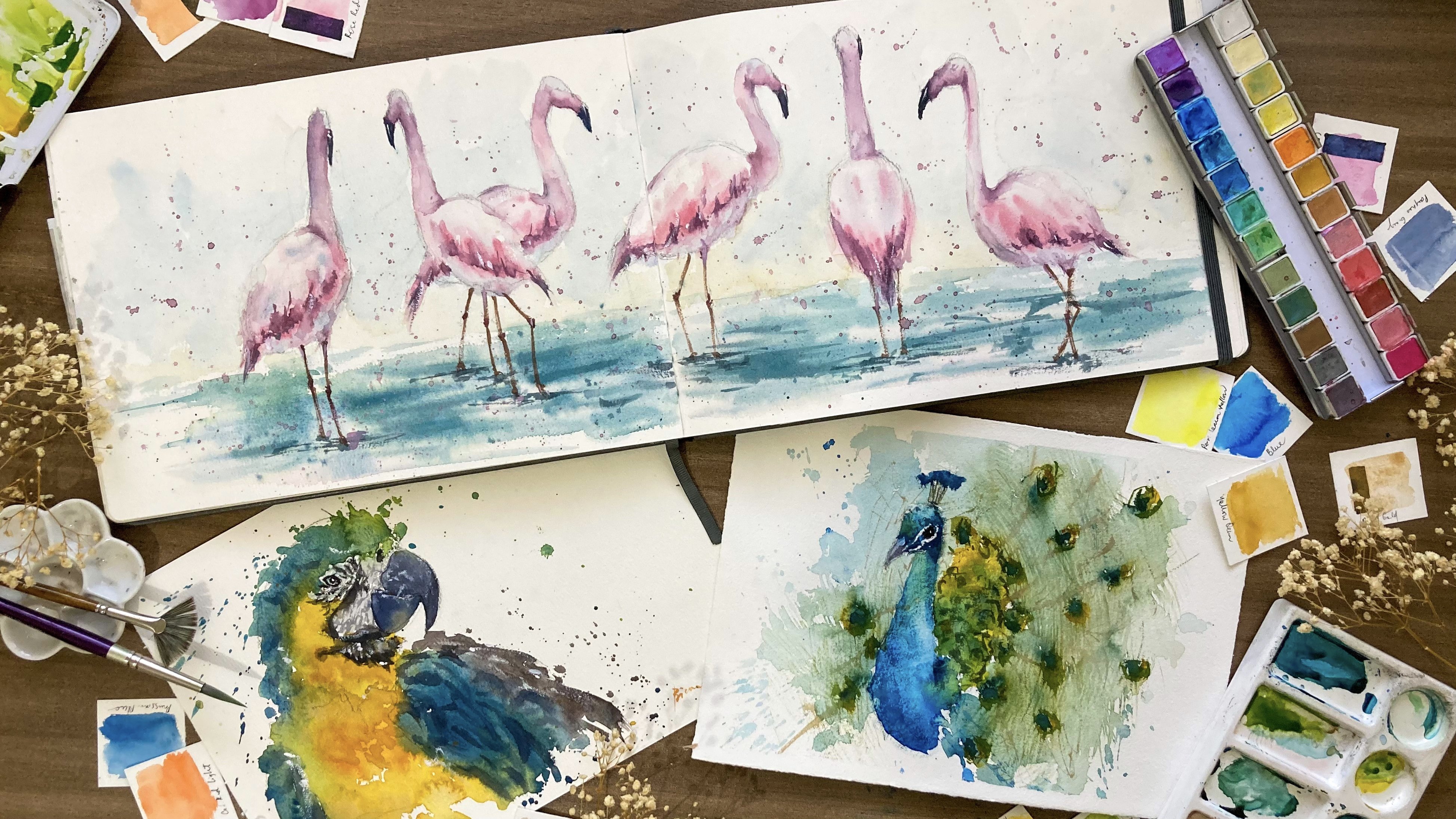 Expressive Birds in Watercolor Class