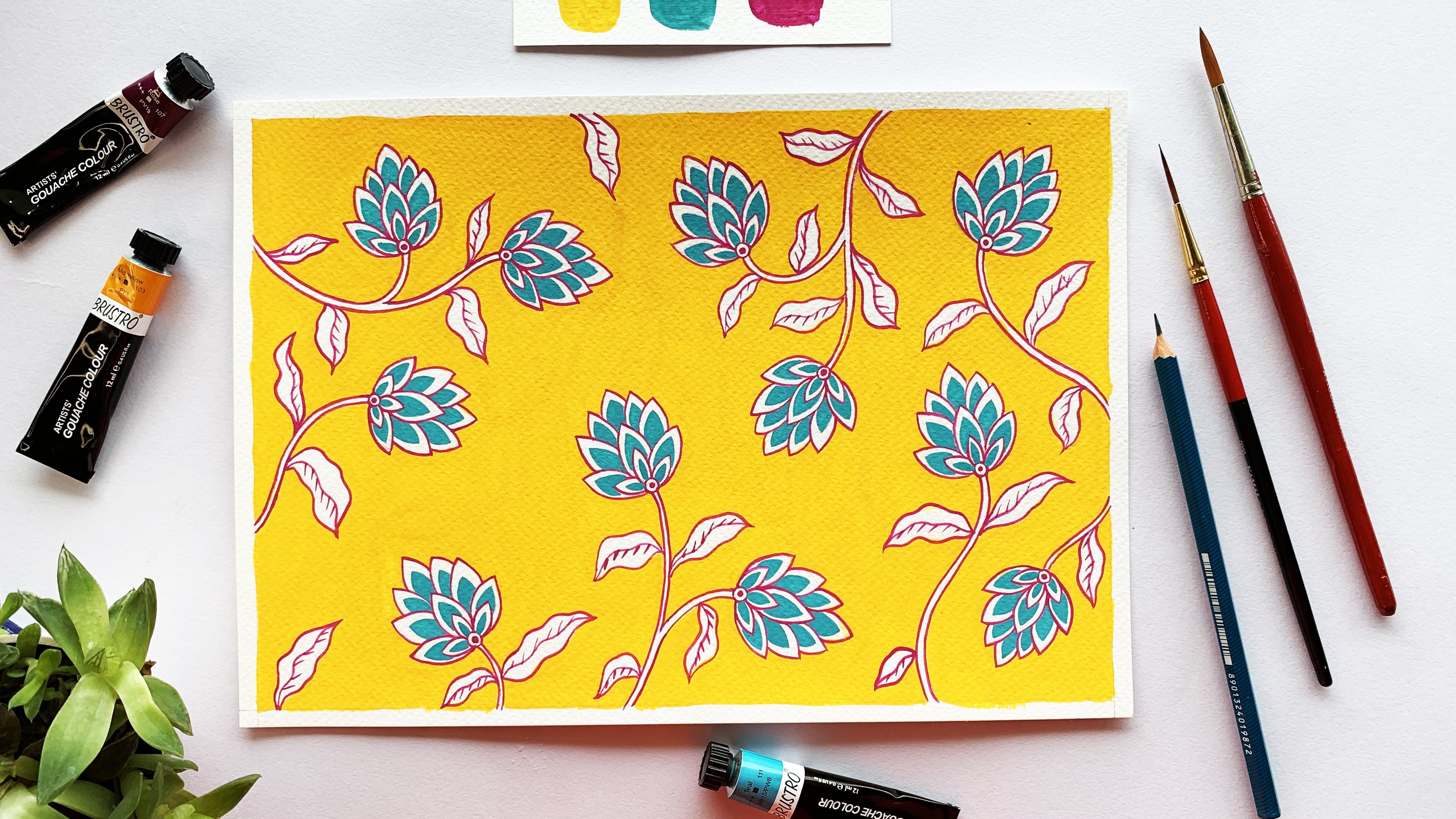 Botanical Illustration: Paint a Simple Indian Floral Pattern in Gouache