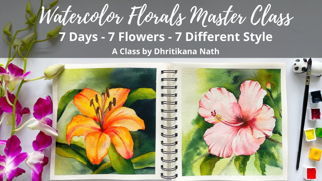 Watercolor Florals Master Class - 7 days - 7 paintings - 7 style