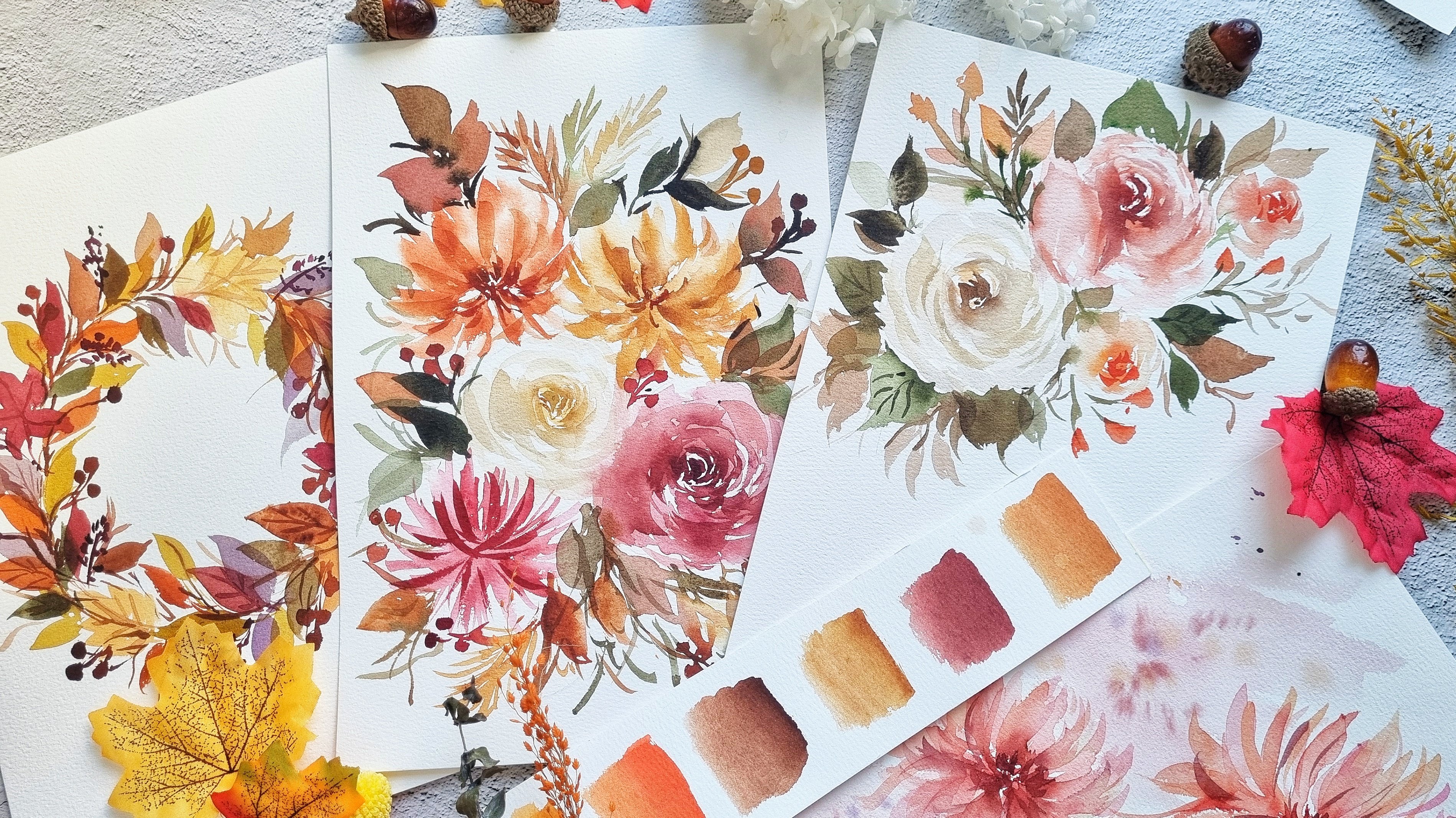 Watercolor Florals for Beginners: Autumn Theme