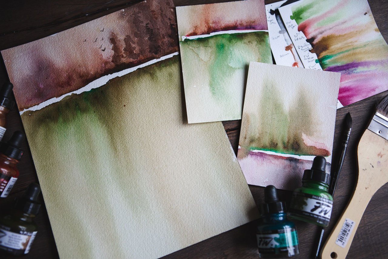 Atmospheric Landscapes - Experimenting With Acrylic Inks To Create Dreamy Landscapes