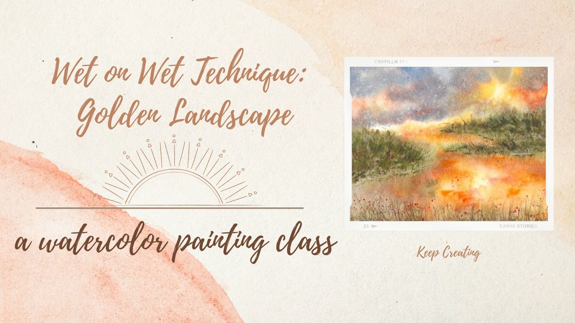 Wet on Wet Technique: Golden Landscape