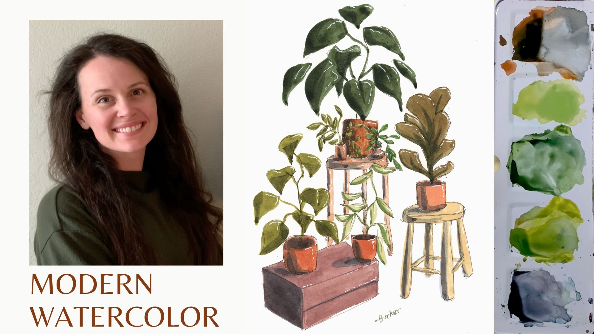 Modern Watercolor Techniques: A Jungle of Potted Plants