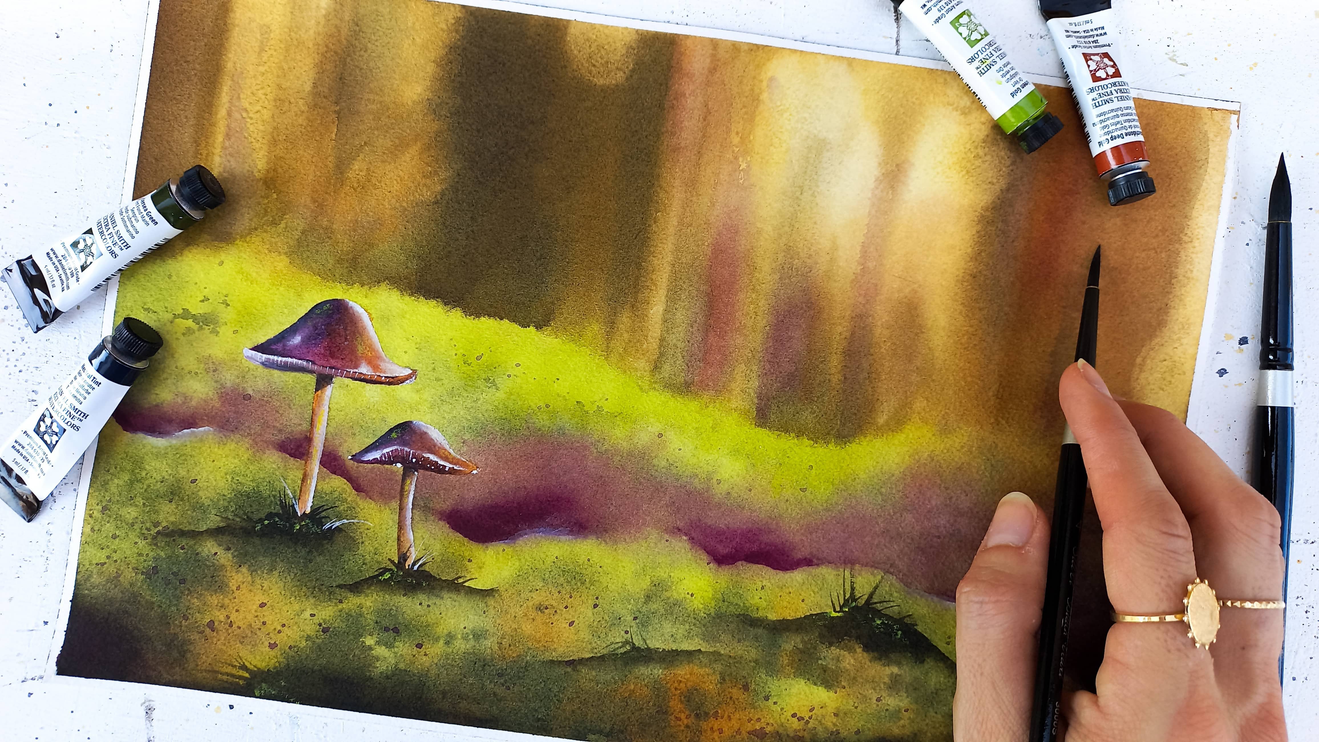 Magical Autumn in Watercolor : Practice the Blur Effect with a Forest Landscape