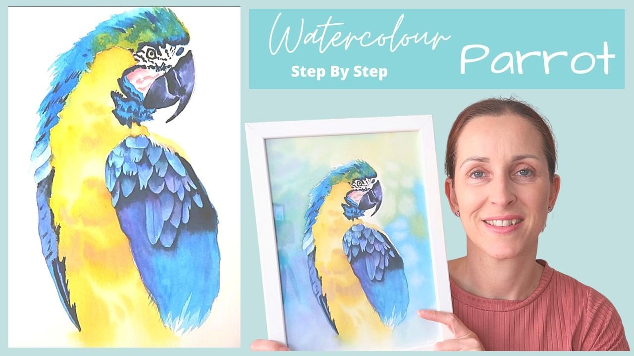 How To Paint A Parrot In Watercolour ; An Intermediate Watercolor Lesson