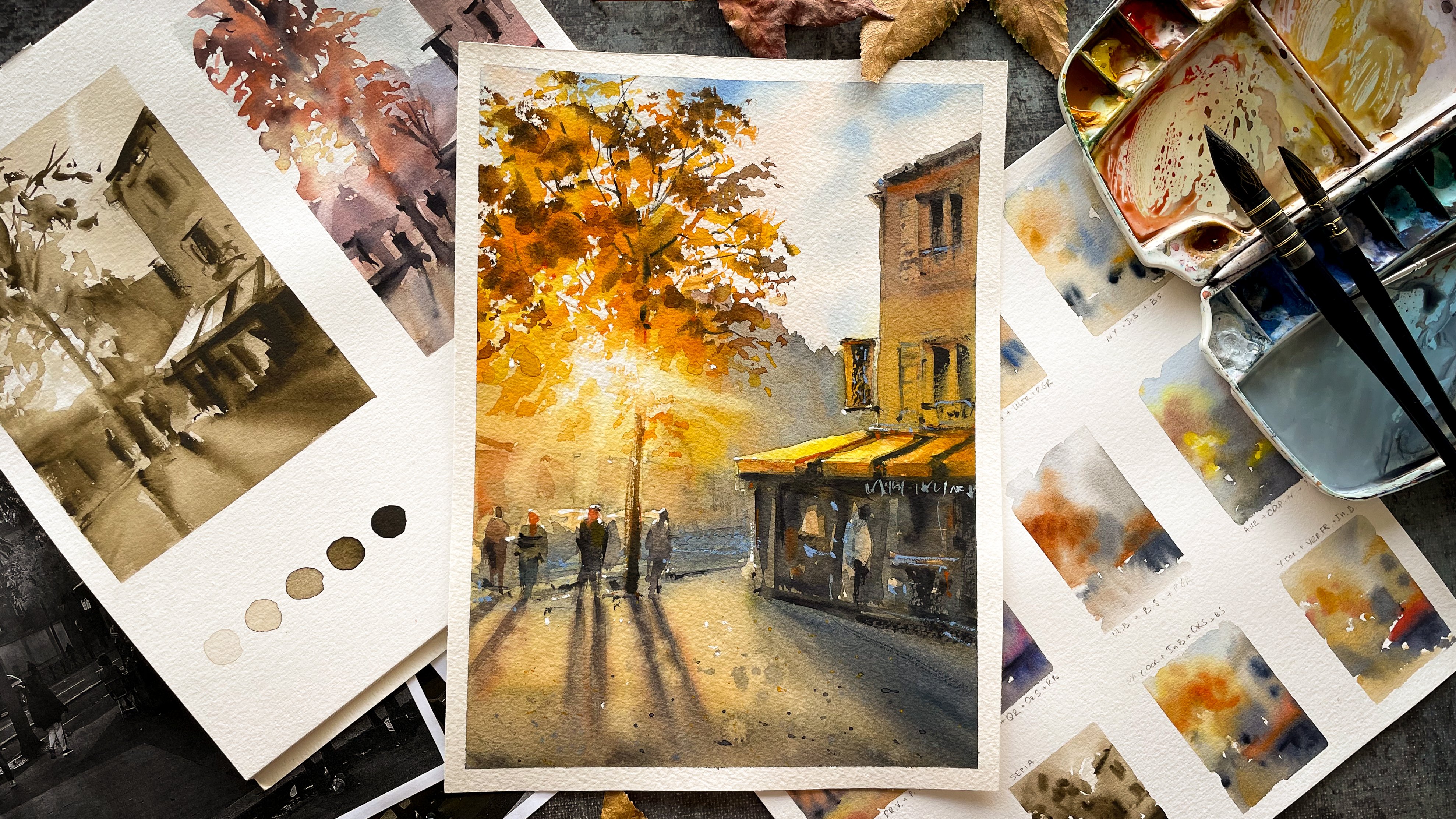 Sunny Watercolor Cityscape : Find Your Perfect Autumn Palette