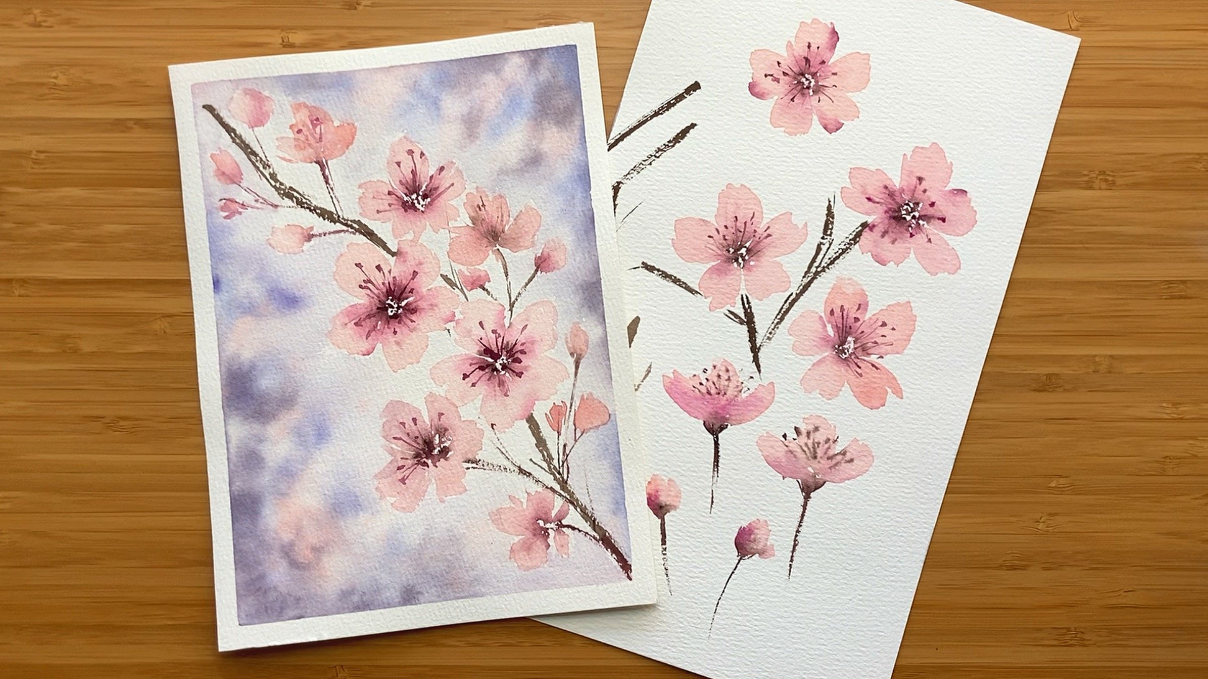 Watercolor Cherry Blossoms : Learn How To Paint A Soft and Dreamy  Background