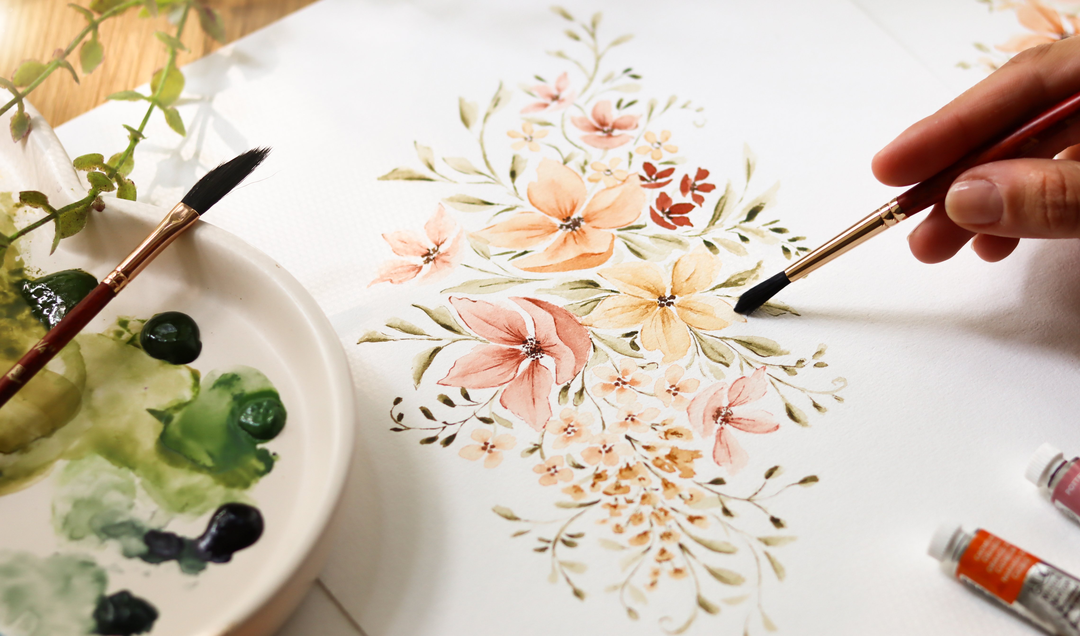 Expressive Watercolor Flowers: Explore Botanical Brushstrokes and Floral Composition