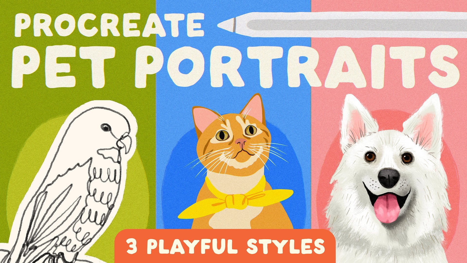 Procreate Pet Portraits: 3 Playful Styles